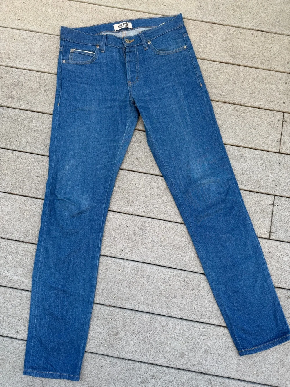 Naked & Famous Clear Blue Selvedge Super Guy Jeans Size 33